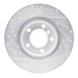 Mini Cooper Countryman Brake Rotor (1) - Front Right - R1 Concepts - Drilled & Slotted - Silver - `11-`16